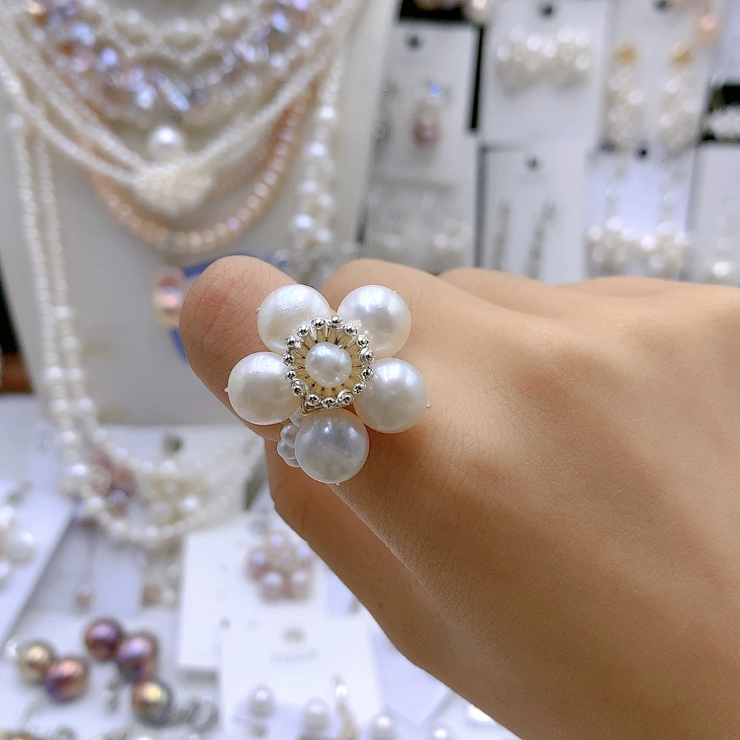 银S925镶嵌耳饰淡水珍珠