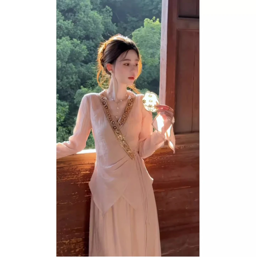 复古高级感气质套装女2025秋季新款V领收腰绑带痞帅炸街风女装