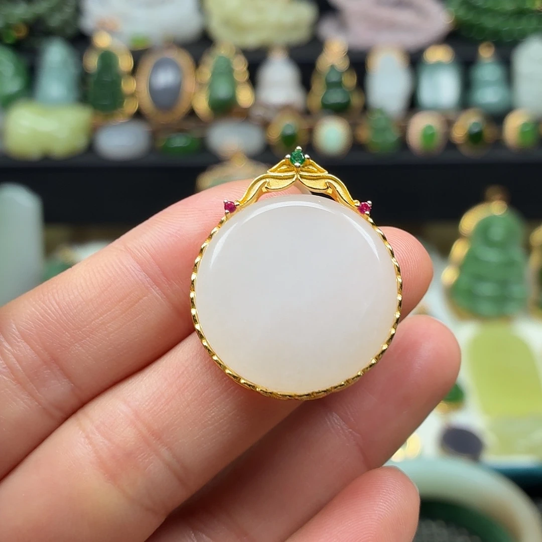 和田玉银S925镶嵌颈饰