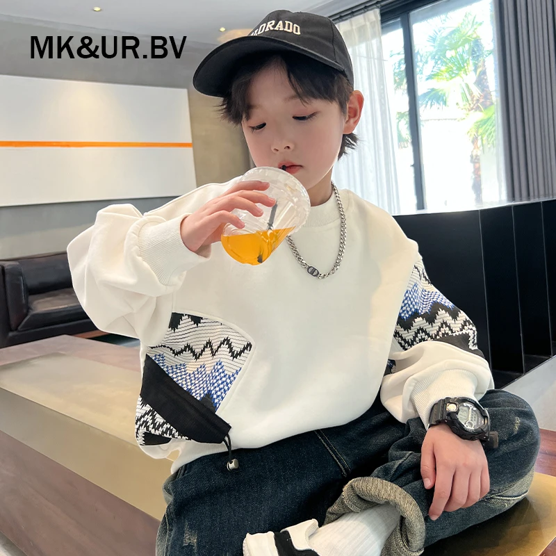 MK&UR.BV男童秋装潮牌卫衣2025新款儿童服饰春秋款上衣秋季打底衫