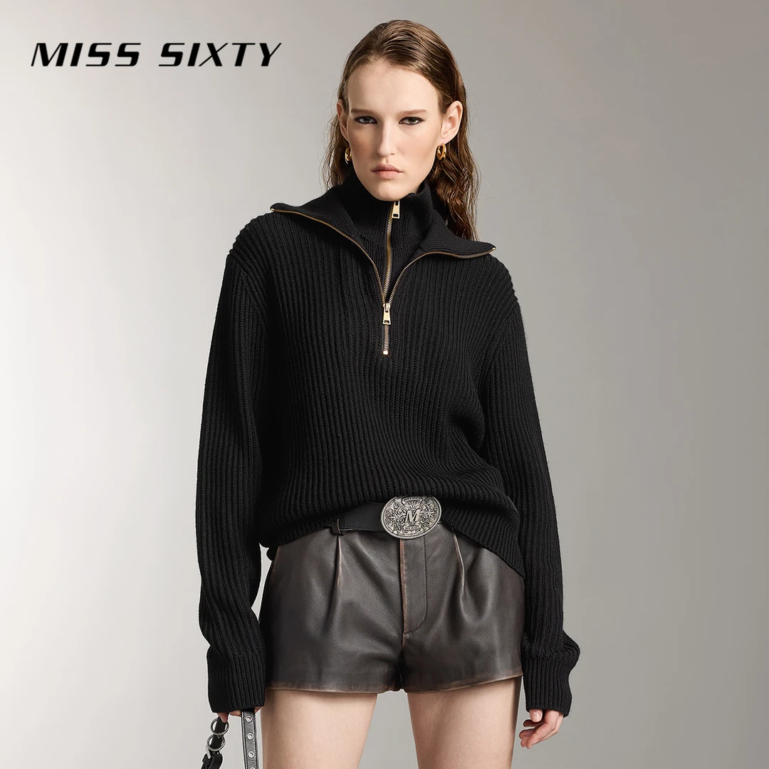 【赵老板专属】Miss Sixty2024秋季新款针织衫假两件绵羊毛衣4816