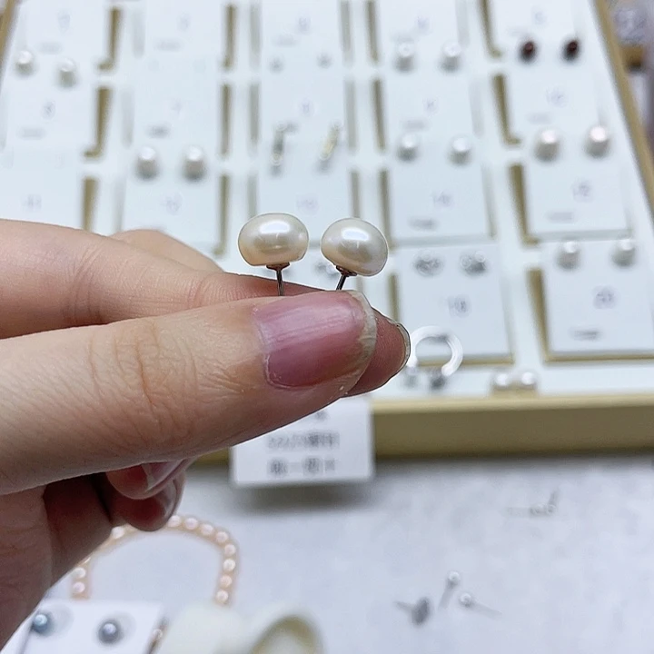 淡水珍珠耳饰银S925镶嵌素**水