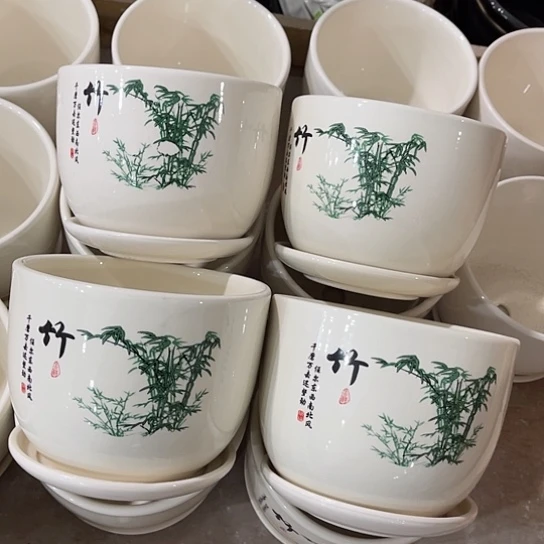 多肉绿植陶瓷花盆9.9包邮，有孔