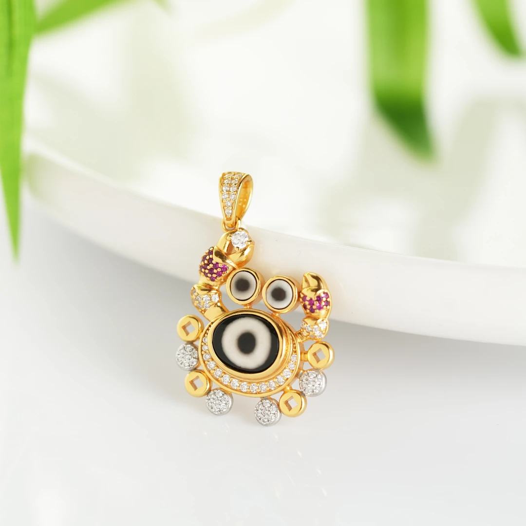 壹加安琪 | 银镶一眼蟹蟹玛瑙吊坠多样性发货发其一