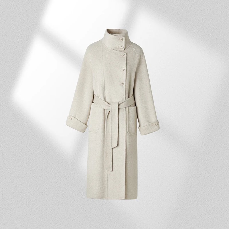 “北欧中古”立领设计感宽松双排扣轻奢羊毛大衣25601