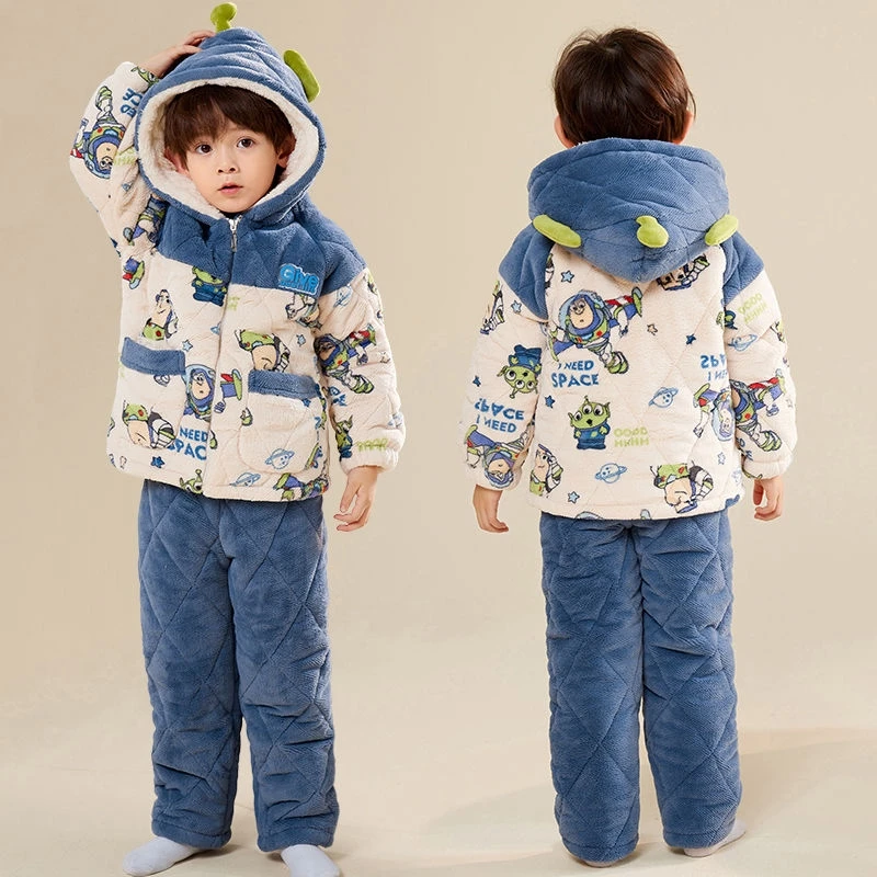 【捡漏三层夹棉-带帽】儿童款睡衣冬季加厚款男童男孩冬款保暖加绒