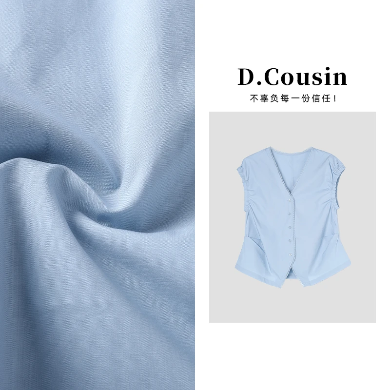 V领气质锁骨上衣夏季无袖高级感上衣女   3043