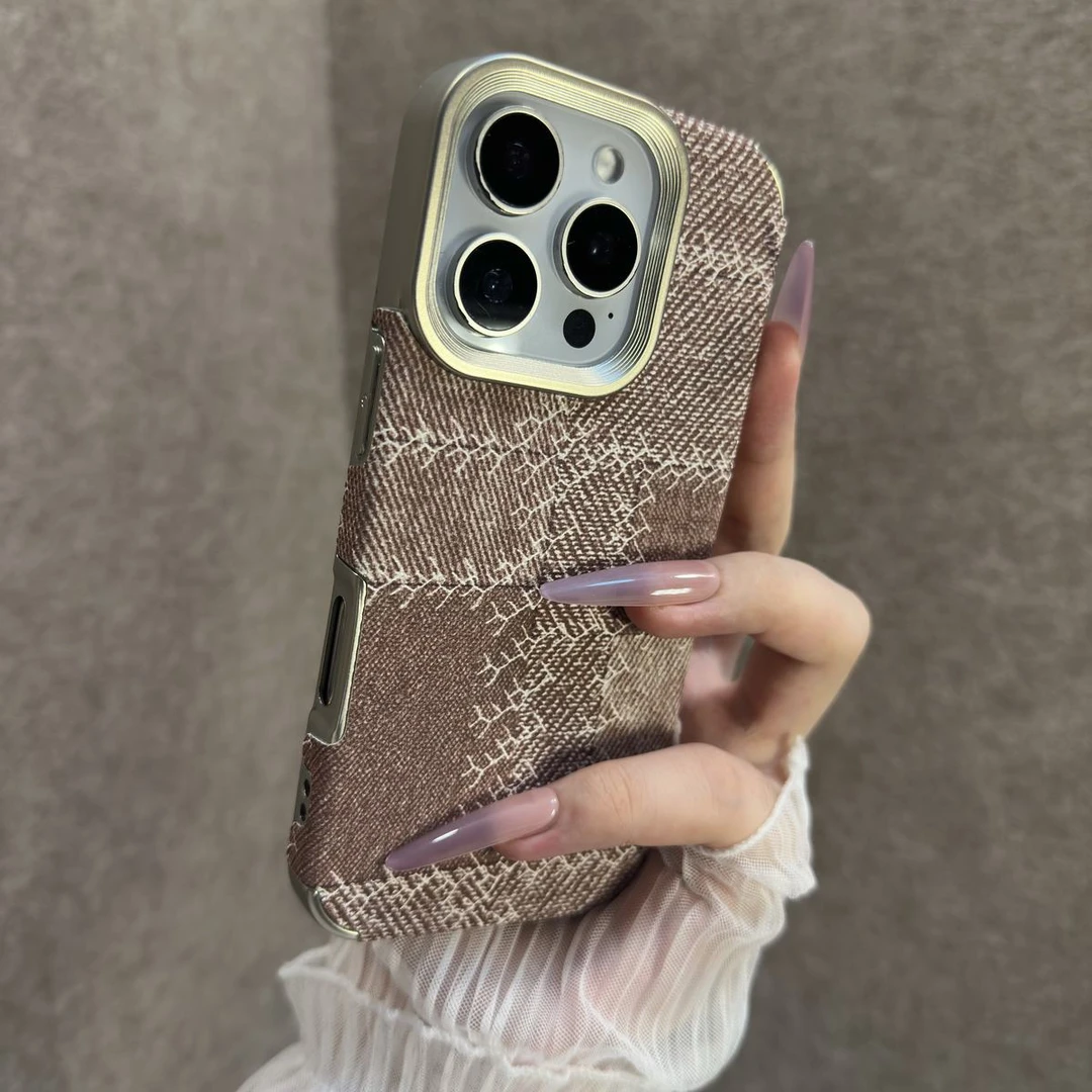 高颜值电镀牛仔适用苹果16promax手机壳15/14/13全包防摔小众女款