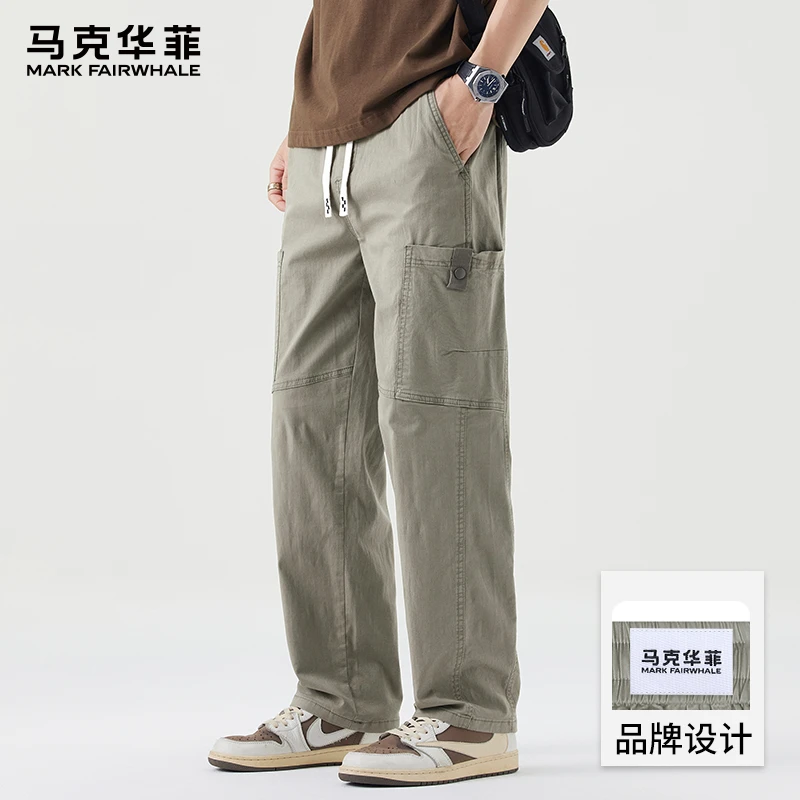 马克华菲潮流工装休闲裤男夏季薄款宽松直筒多口袋弹力百搭长裤子