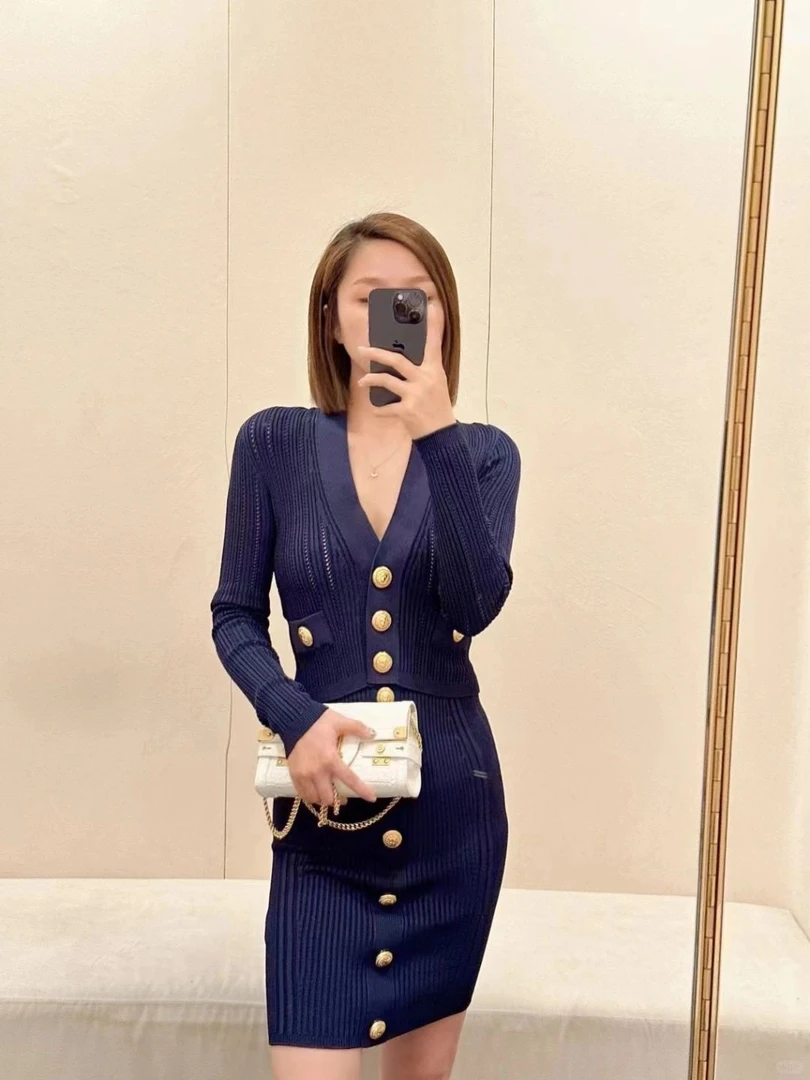 25年夏季小香风新品百搭显瘦短款针织短裙开衫气质通勤针织套装