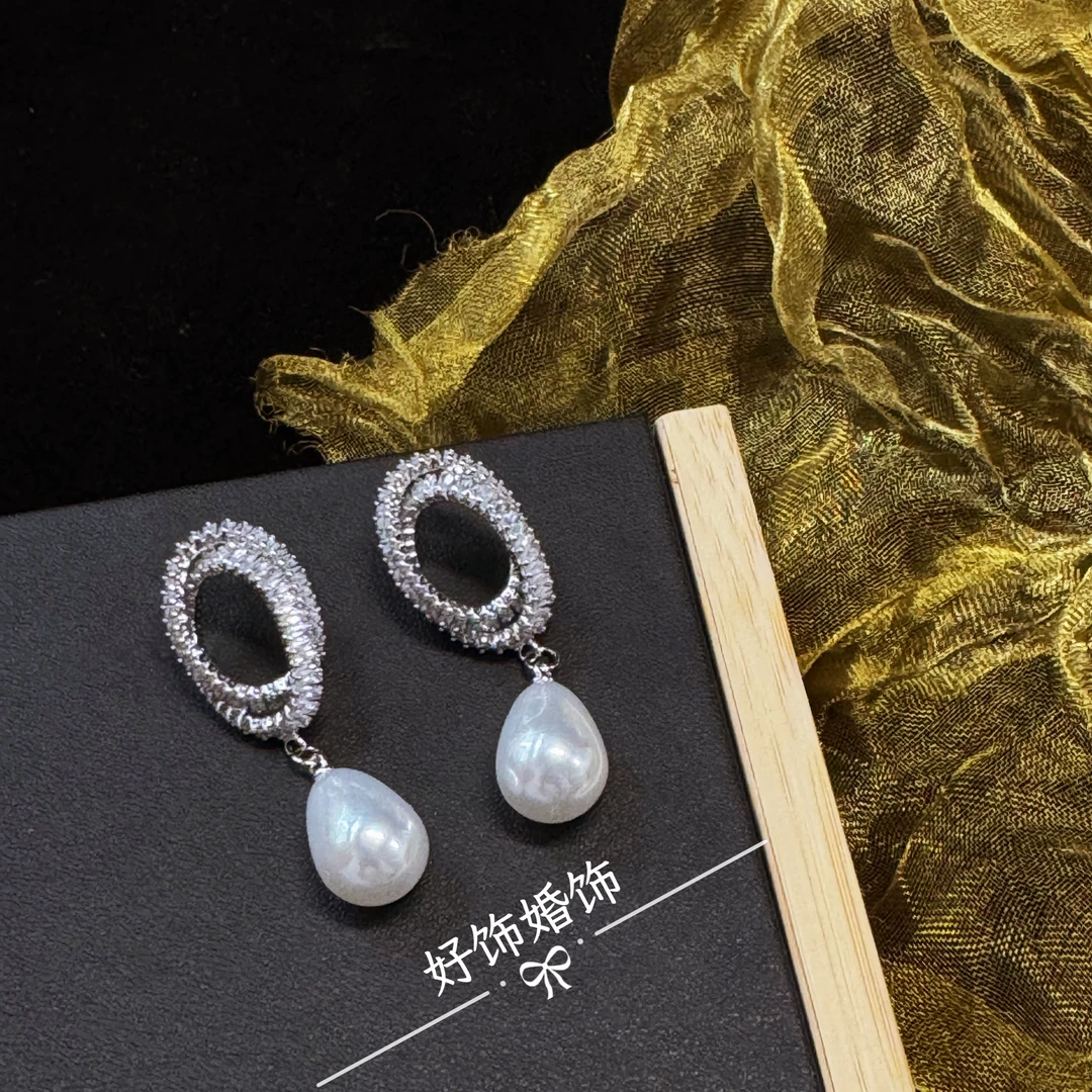 非金属仿珍珠耳饰 好柿｜588小众新娘敬酒礼服百搭轻奢珍珠耳饰