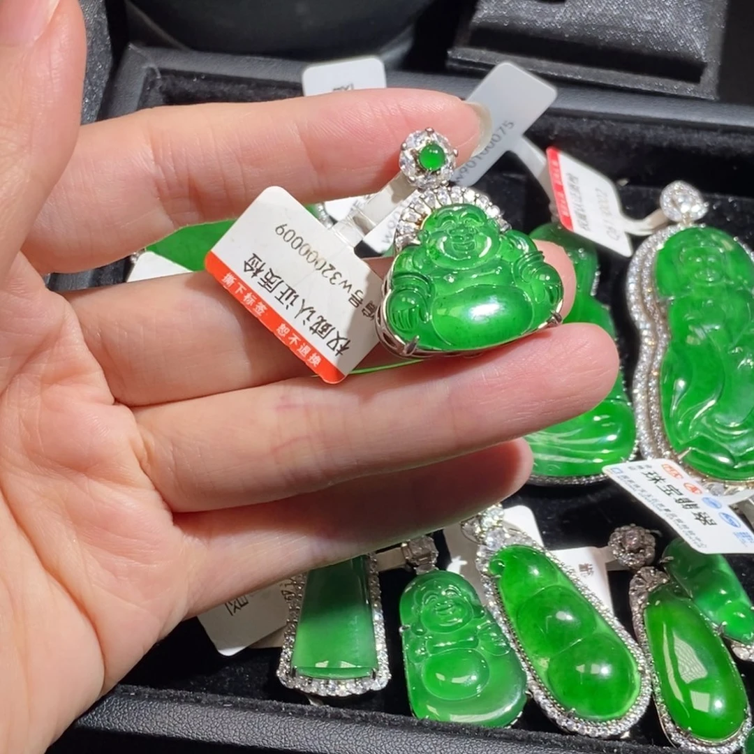 翡翠银S925镶嵌吊坠(不含链)