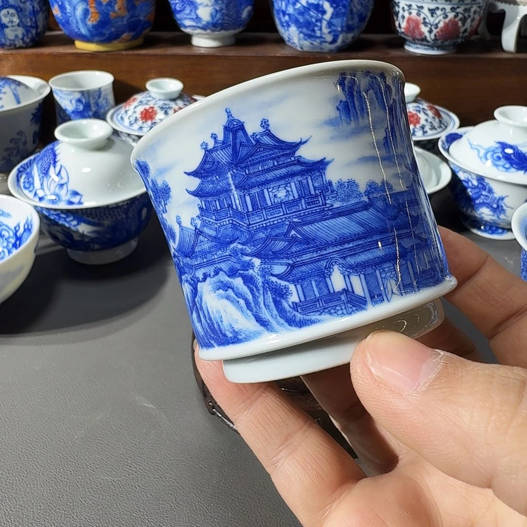 染***雲泥塑主人杯手工手绘微微微瑕