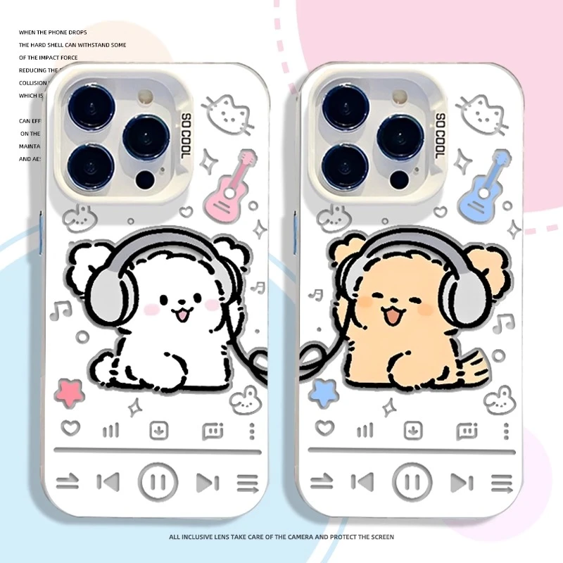 耳机小狗播放器适用苹果16手机壳新款华为小众vivo高级小米15OPPO