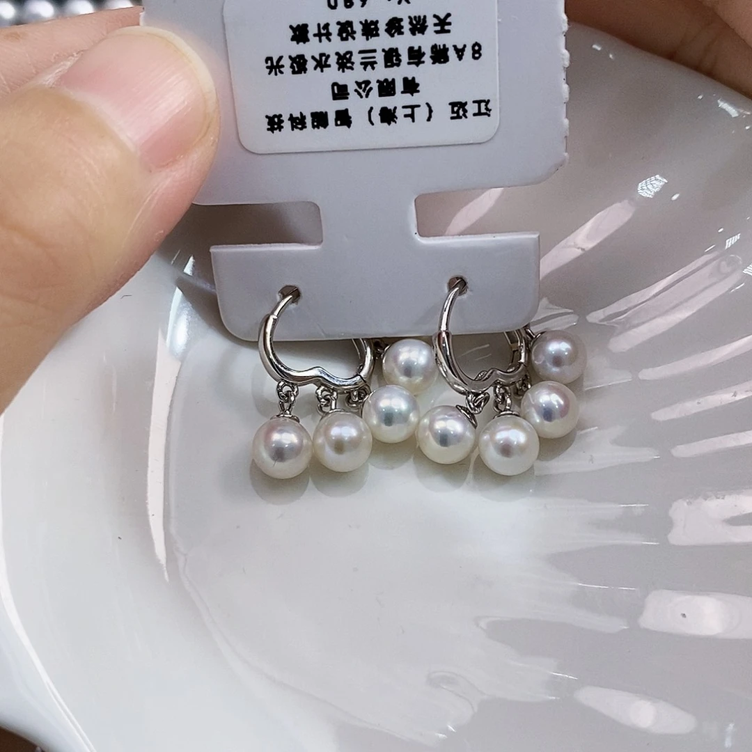 银S925镶嵌特价多珠耳饰淡水珍珠