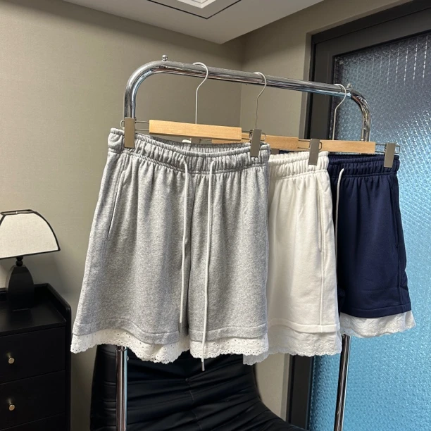 拼接蕾丝舒适宽松显瘦巨好穿的松紧腰韩版夏季休闲短裤女