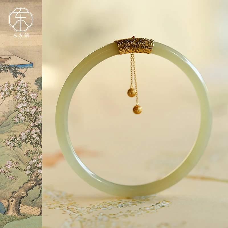 东方俪DOFUNLY【春语铃】和田玉叮当镯简约18K金设计款QSSZ 雅韵