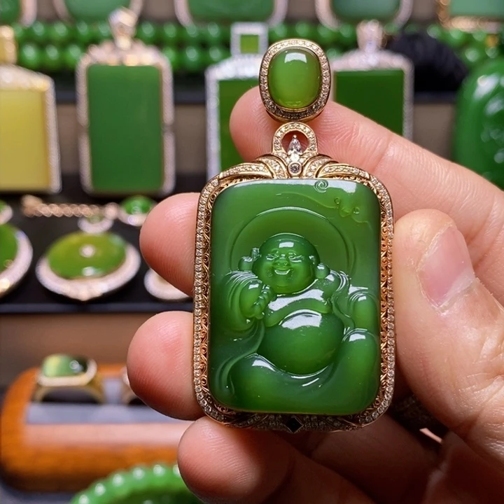 吊坠(不含链)18K金镶嵌和田玉（糖玉）图*