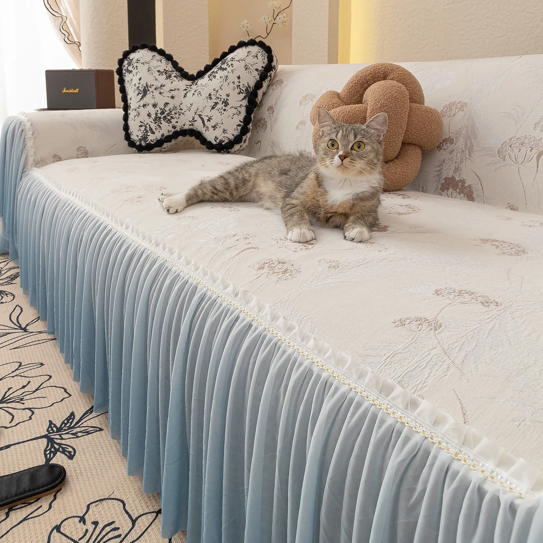 四季通用简约现代沙发盖布雪尼尔一片式全盖沙发巾防滑沙发垫套罩