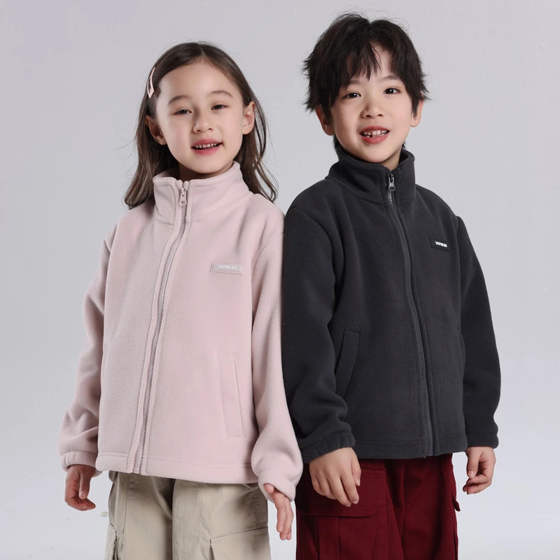 2025新款儿童春秋摇粒绒保暖外套男女童立领中大童