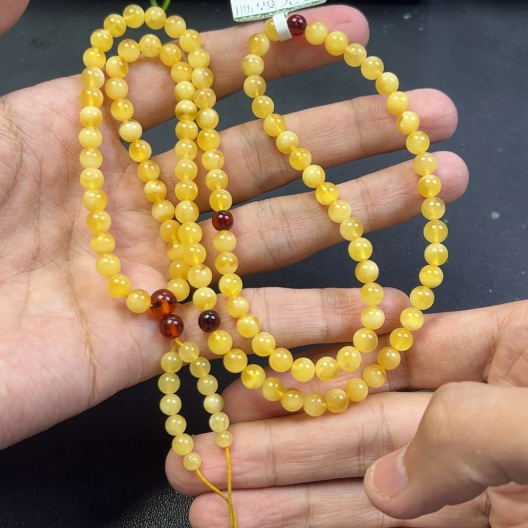 蜜蜡颈饰未镶嵌多样性老黄蜡蜜蜡链子125颗