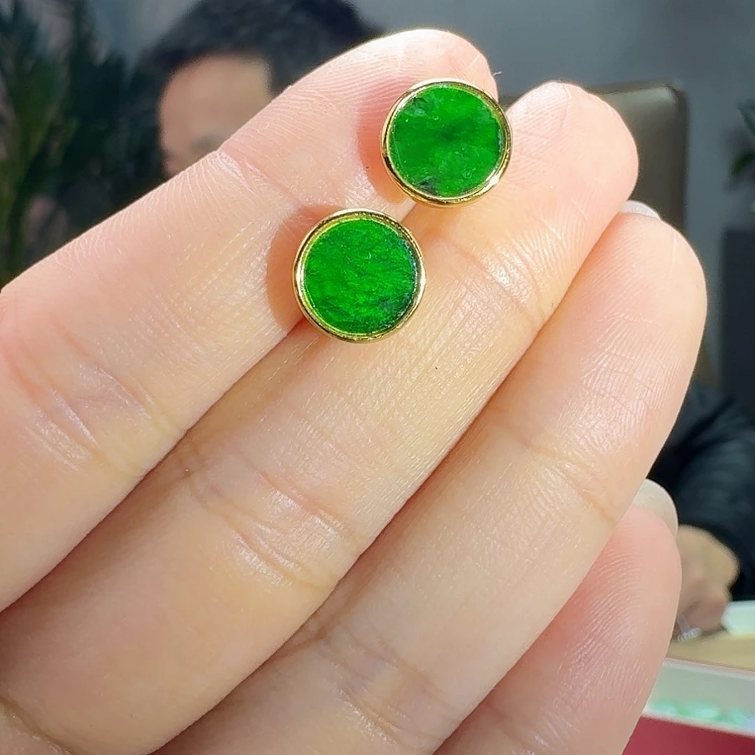 翡翠耳饰银S925镶嵌天然