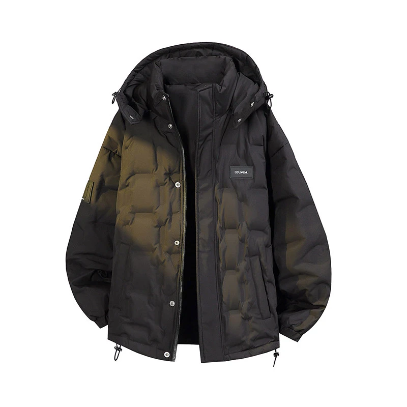 MR.MUDI/穆迪先生格子压花可拆卸帽羽绒服男大码宽松胖子加厚防寒