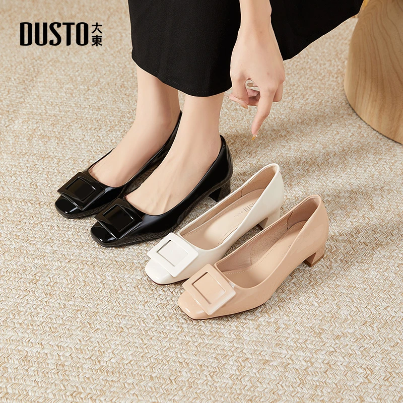 大东2025新款春季女鞋软底低跟单鞋小香风法式百搭气质高跟鞋0065