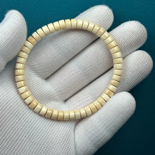 U2292天然猛犸牙 瑕疵特价药片手串6*3.5mm支持鉴定 假一罚四