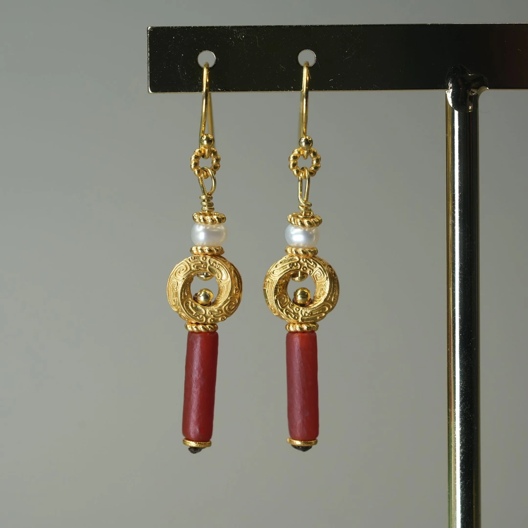 团圆玛瑙耳饰（原创）