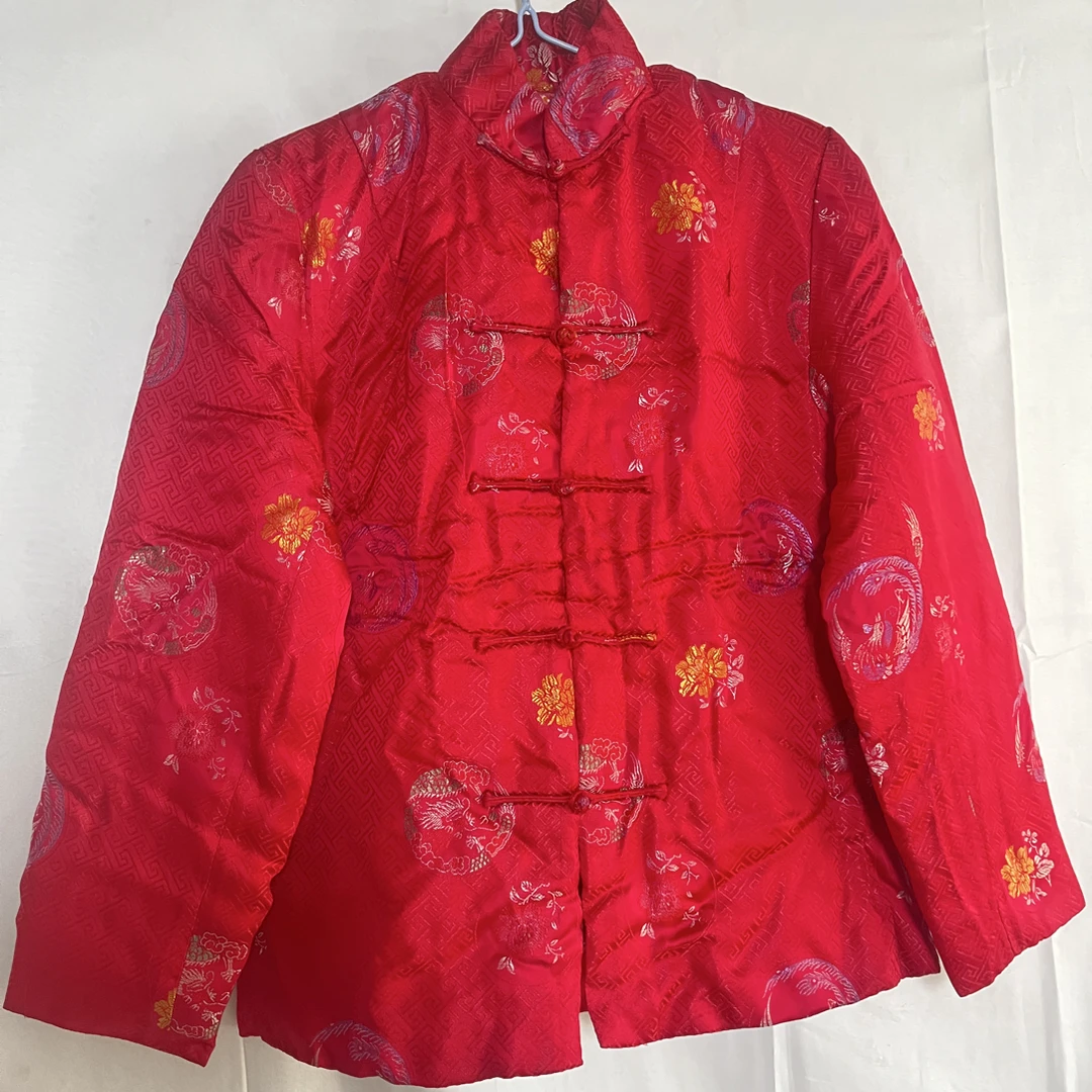 女士缎面提花棉花棉袄