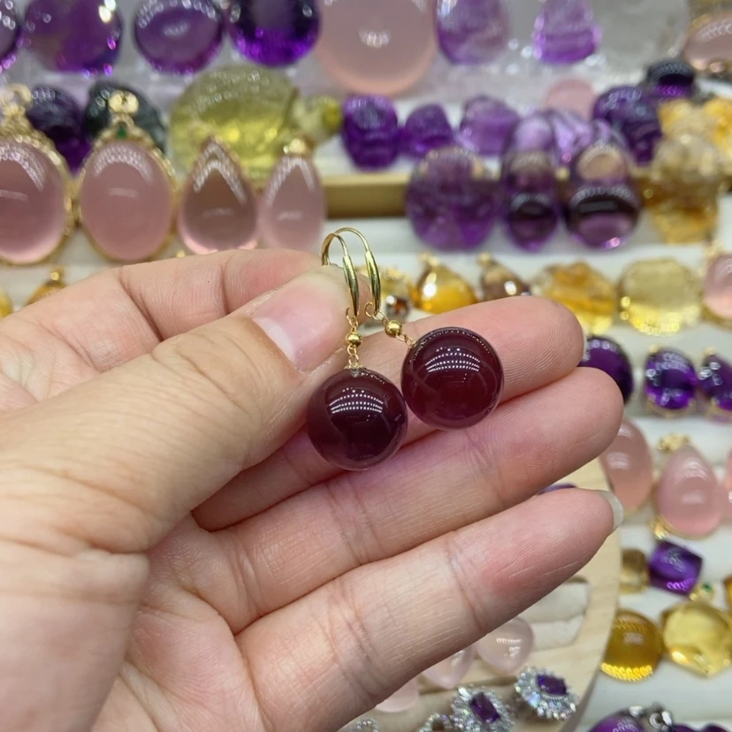 【闪购商品】水晶水晶耳坠18K金镶嵌?***欢