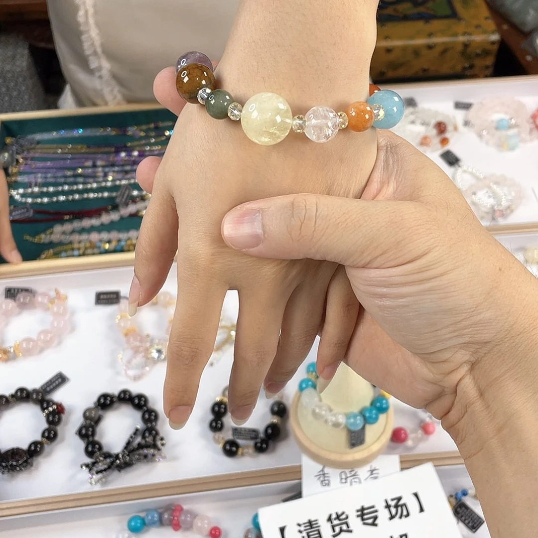 水晶手链银S925镀金镶嵌