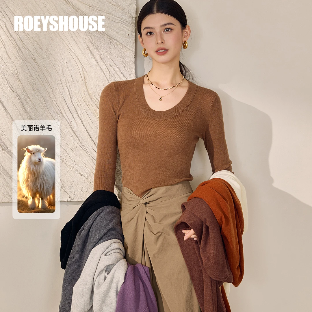 【RH】罗衣轻奢美丽诺100%绵羊毛修身毛衣2025秋季新款针织衫12958