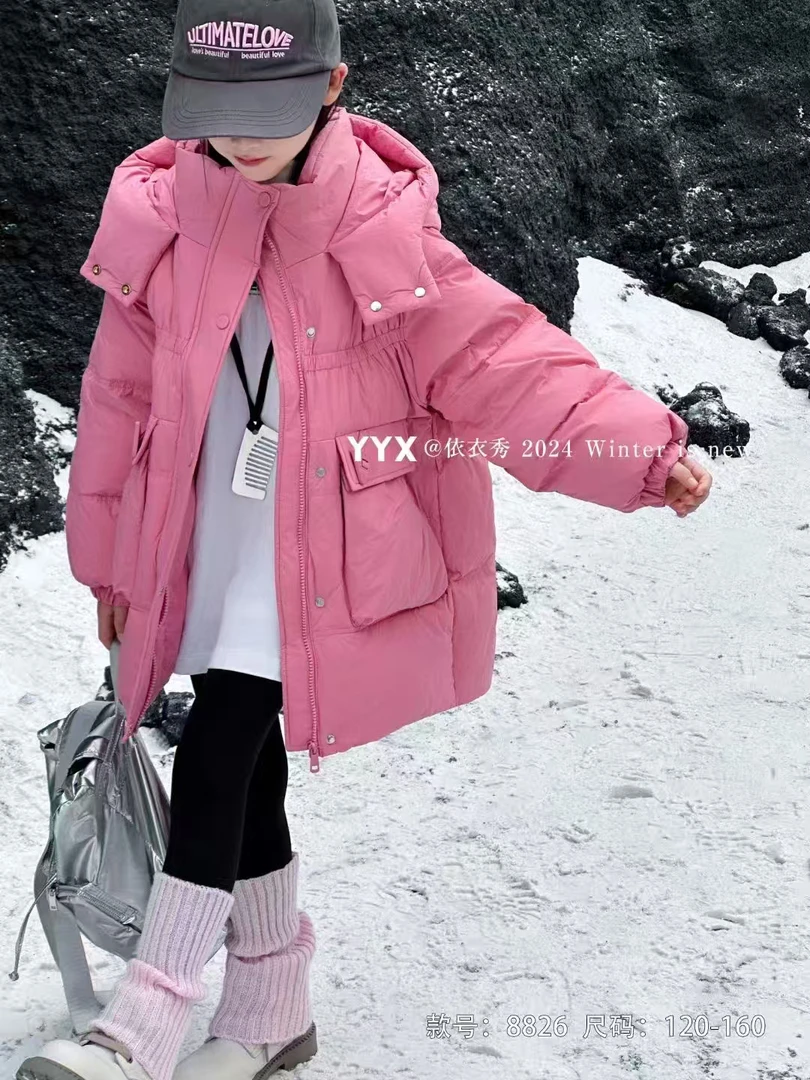 中童中长款洋气爆款加厚羽绒服120-150