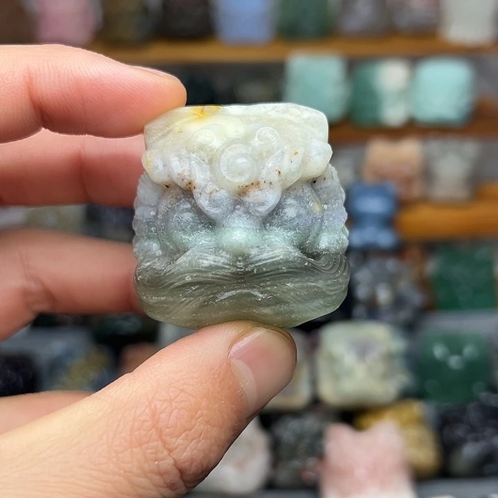 石材醒狮小白丝绒