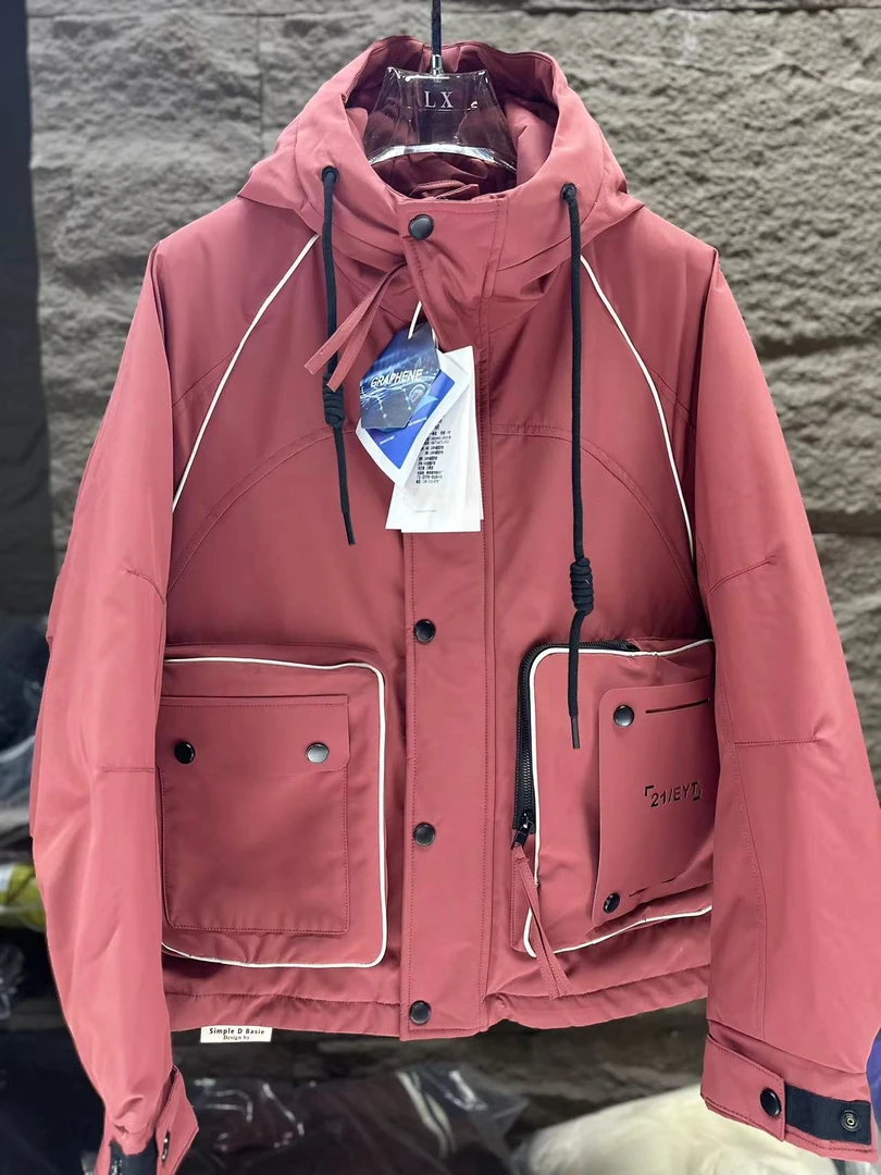 3313*【草莓啵啵】冬季运动条纹走线情侣外套厚款百搭（剪标款）