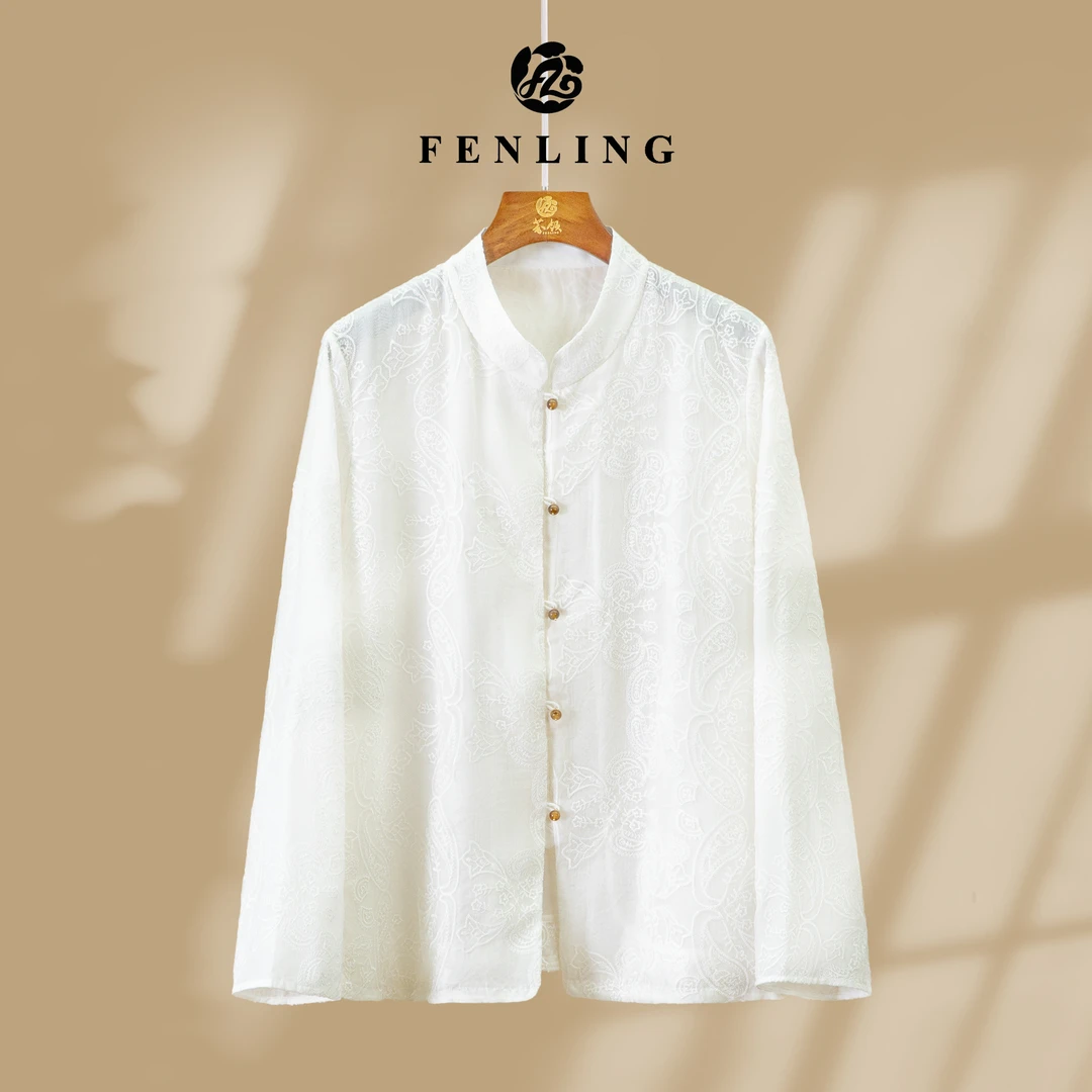 芬领如颖-如意腰果-2025春季新品高定桑蚕丝绣花提花衬衫