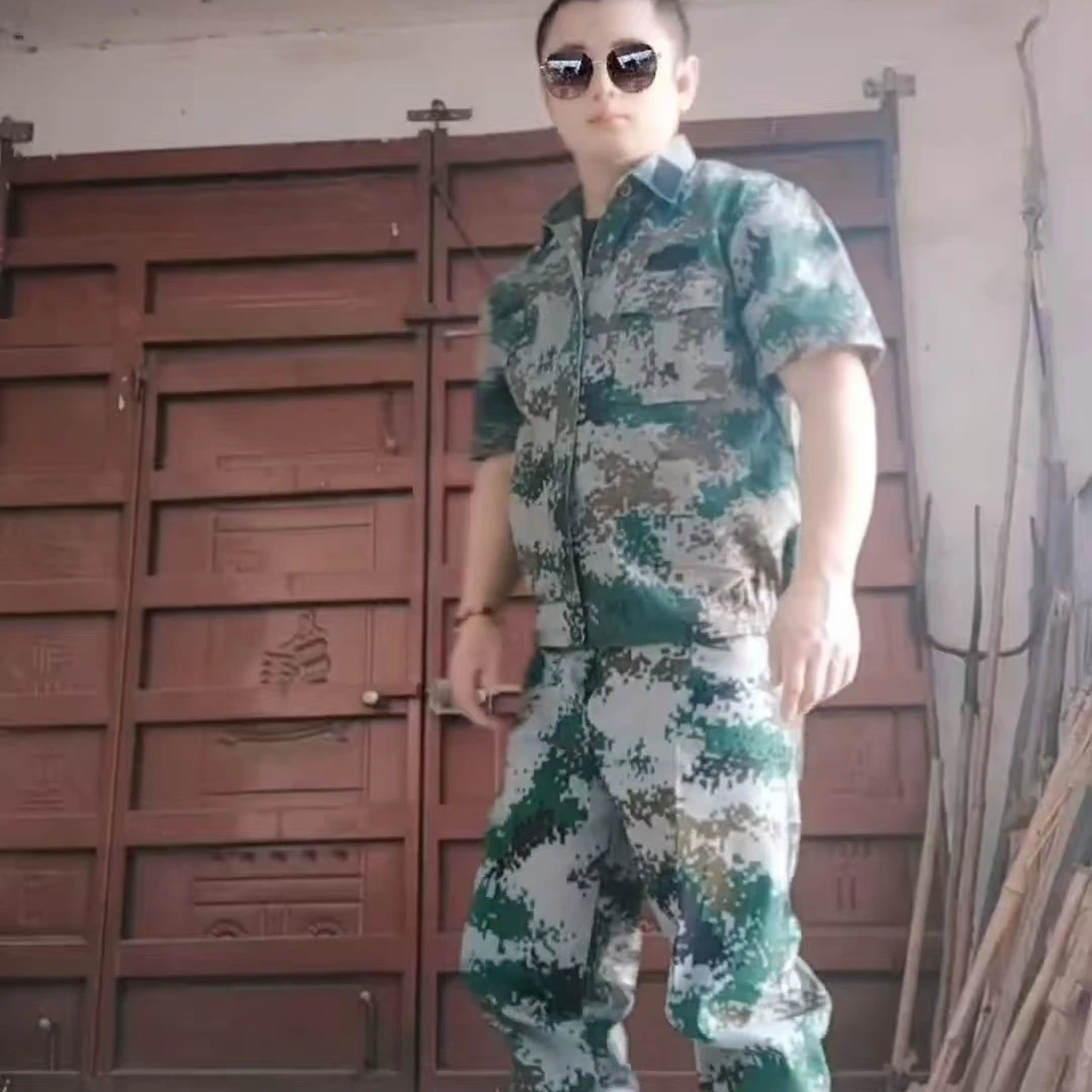 夏季套装工装制服男士印花短袖春夏见详情迷彩国风工地干活套装男