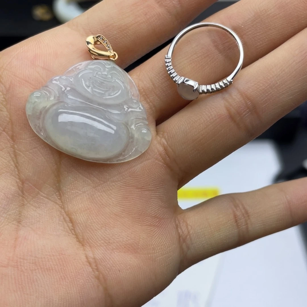 翡翠戒指18K金镶嵌^*周戒指