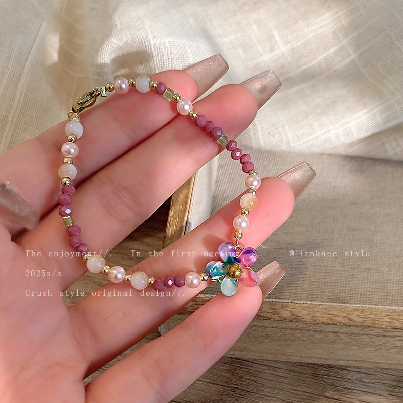 合金手链 古里雅曼塔玫瑰色珍珠手链2025年新款轻奢小众精致手饰