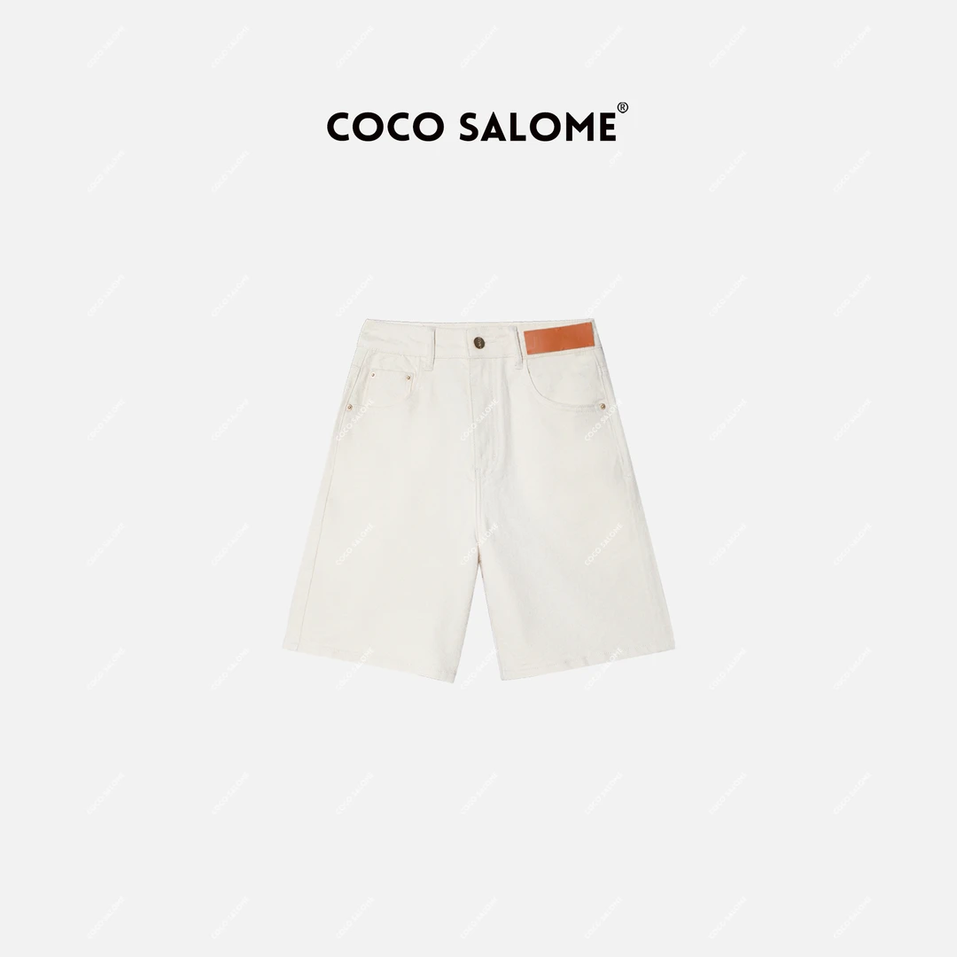 COCO SALOME⑥【时兴白牛】夏季白色简约女款牛仔短裤子2082