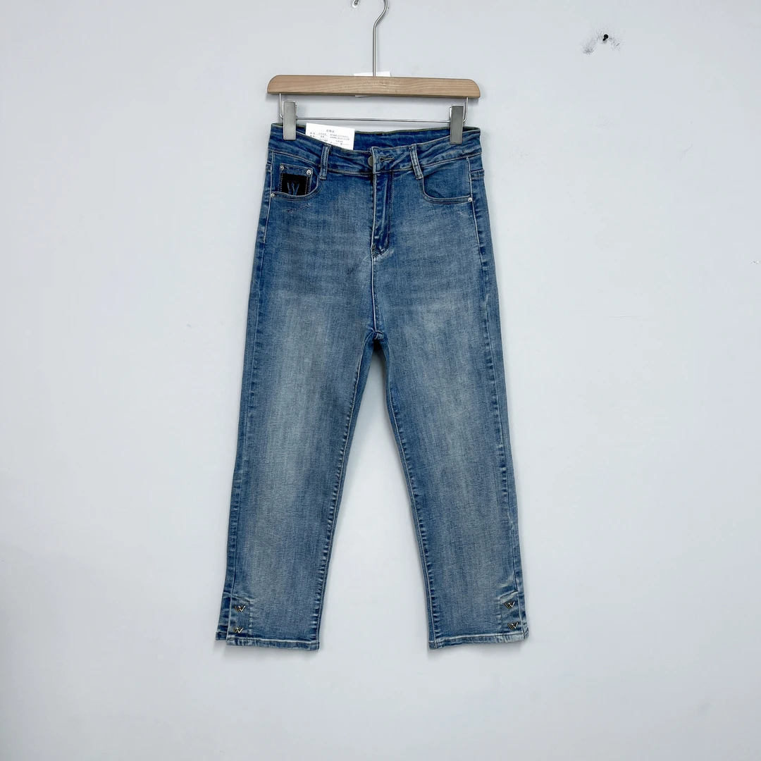 洋8570女装牛仔裤时尚休闲百搭水洗修身潮流开叉直筒裤