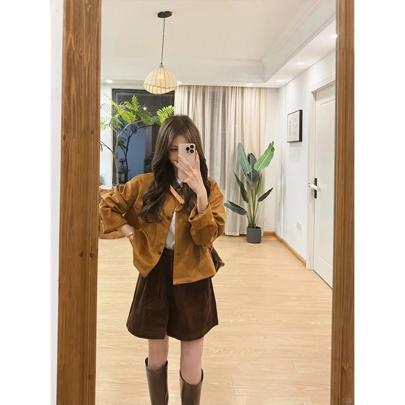 2025春季新款高级感时尚显瘦百搭慵懒风通勤短外套高腰休闲短裤女