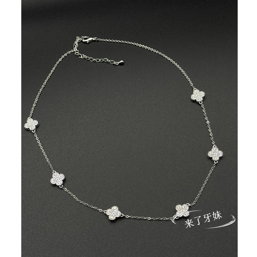 合金项链 YM【六小花闪锆项链XL240】ins轻奢设计感时尚小众