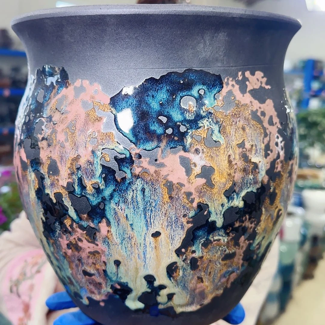 紫砂花盆高23口22