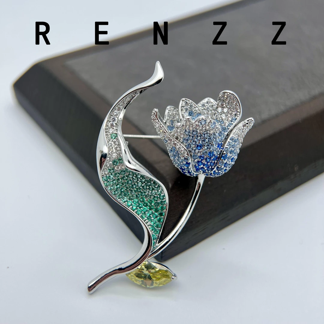 1465蓝色莲花胸针