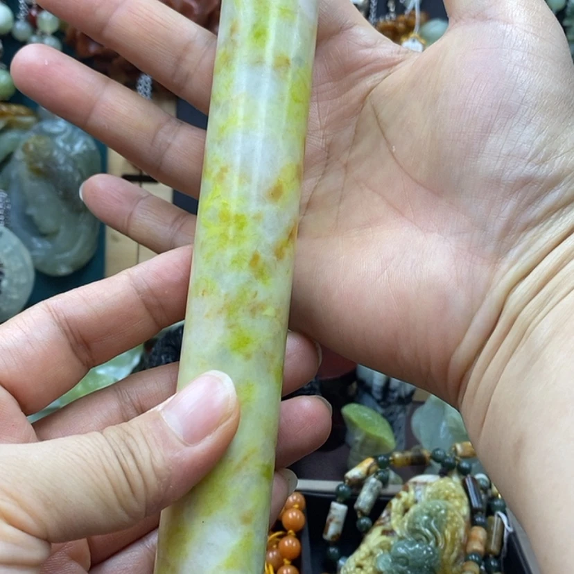 【闪购商品】蛇纹石玉敢面杖未镶嵌