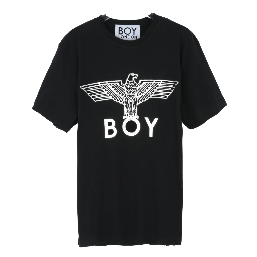 BOYLONDON男式时尚潮流短袖黑色显瘦休闲T恤 CFS1011 BLK