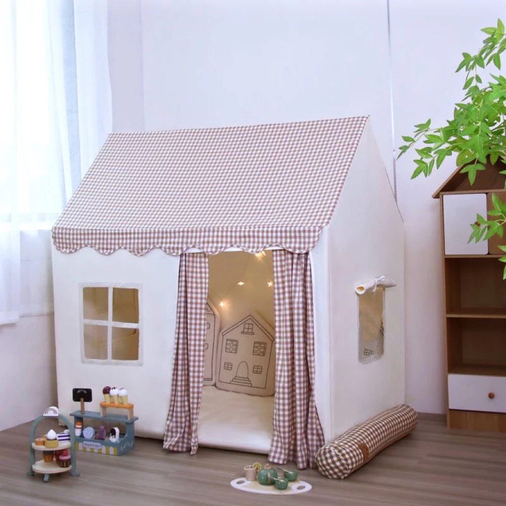 儿童帐篷室内北欧格子游戏屋家用幼儿园亲子房男女孩小房子玩具屋